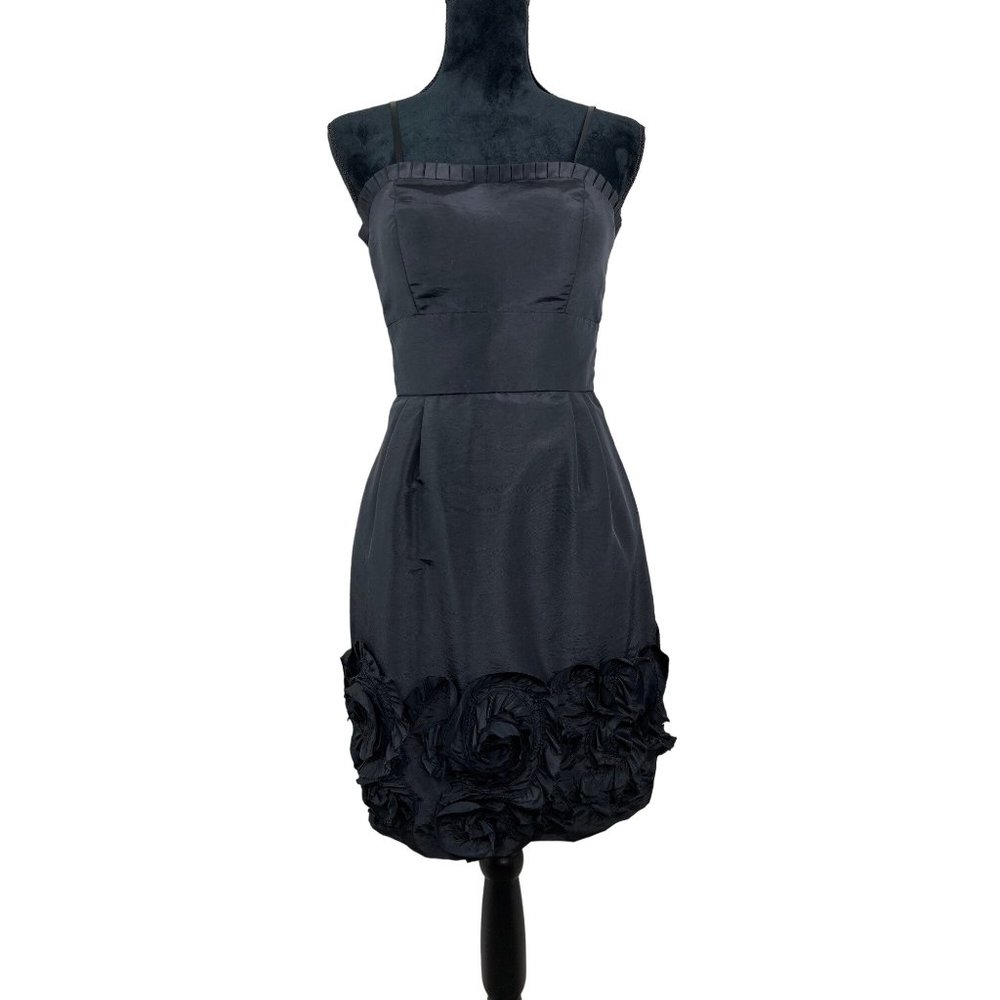 Max and Cleo Black Sleeveless Formal Dress Size 6 Rosette Hemline
